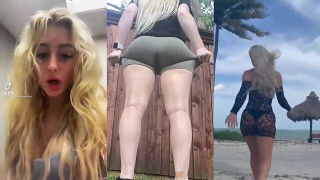 A fat ass college girl shows off her big booty in sexy lingerie