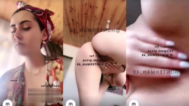 Thicc Turkish girl got naked and showed her huge boobs