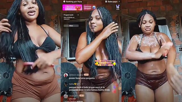 A sexy black woman gets paid for showing her tits