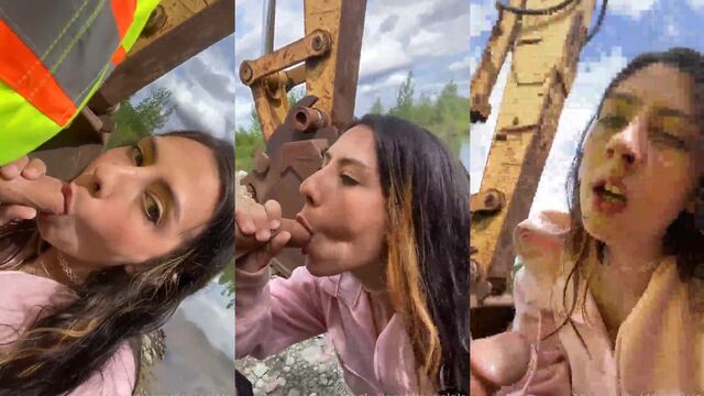 A slutty babe gets fucked in public hard