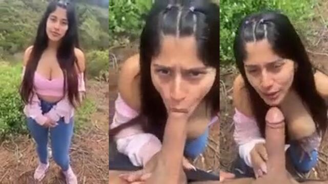 A beautiful girl has sex with her boyfriend in the woods