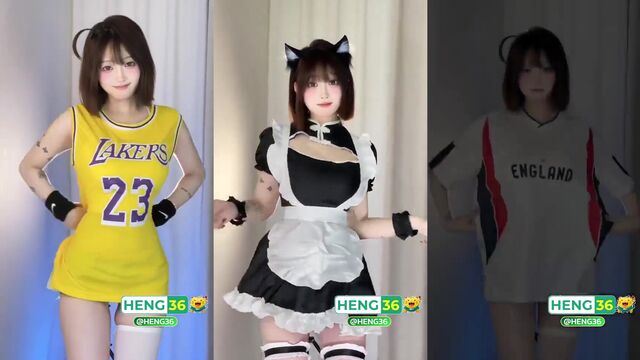 A cute young girl is dancing sexy in her room alone