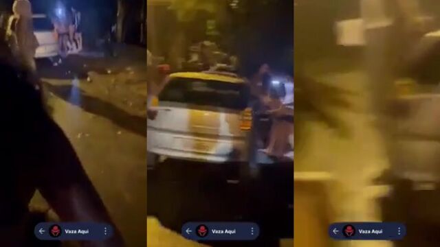Spy shoots a hot novinha getting fucked on the street during Carnaval