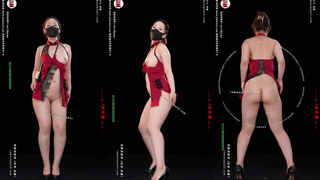 The sexy Chinese girl performs a passionate dance to attract her lover