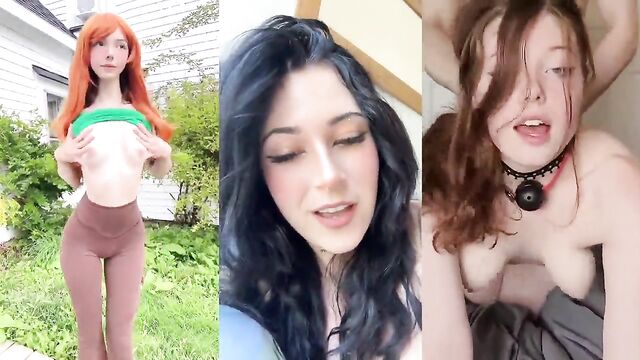 Egirl TikTok compilation featuring Ahegao and facial finishes