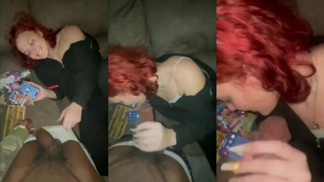 Girl cheats on her husband while talking on the phone