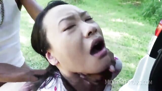 Asian amateur gets her pussy full of BBC in an intense interracial action