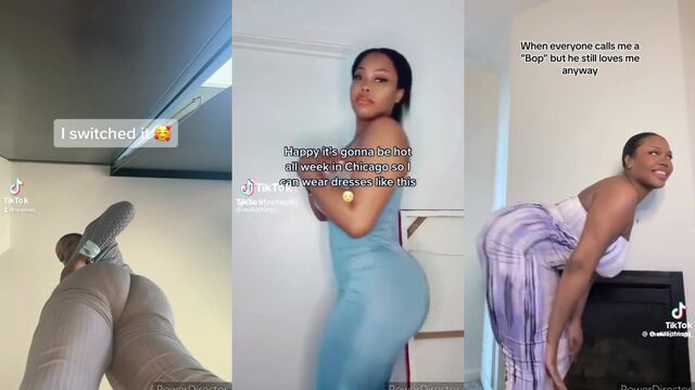 Cute ebony girl twerks her big ass in a sexy pink onesie
