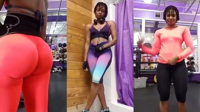 Fitness model showcases perfect ass in yoga pants, teasing at the gym