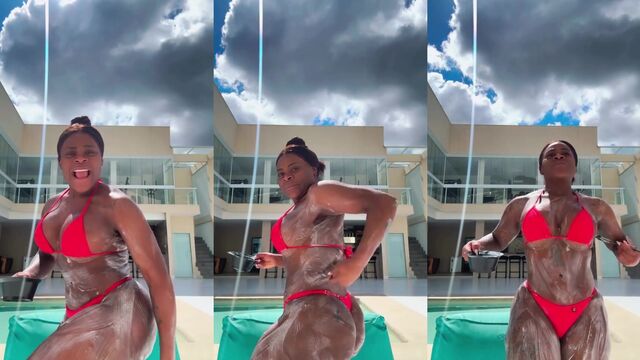 Famosa cantora negra se diverte dançando funk de lingerie preta