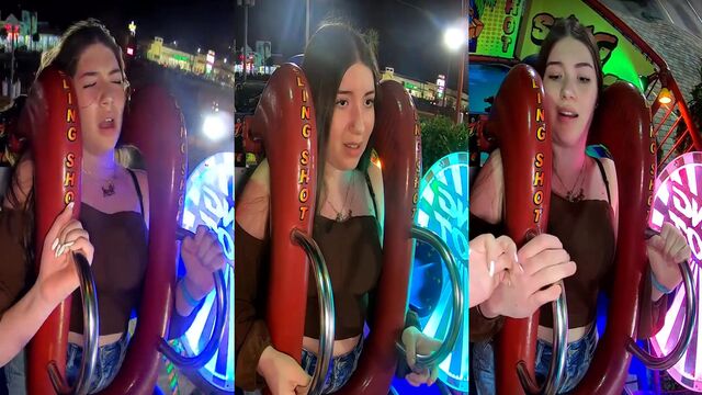 A female rider gets a cum shot after a slingshot ride
