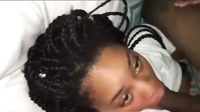 Slim Ebony Thot Came To Suck and Ride This Dick While Her Man Is At Work
