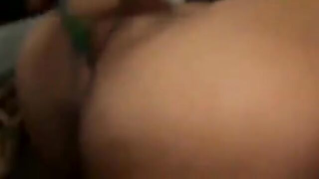 Black woman gets fucked in her ass with a dildo and she squirts