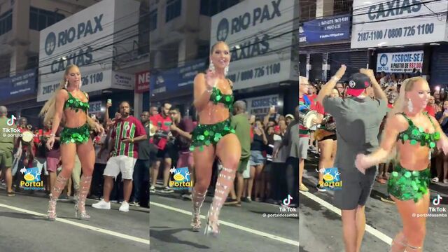TikTok influencer shows her body in a small bikini dancing