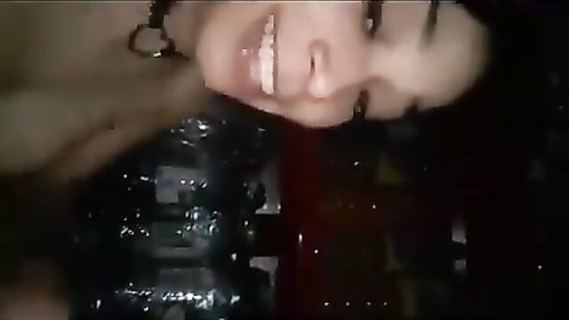 Submissive whore swallows fat cock in the car