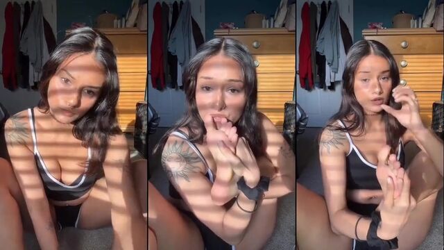Hot Latina gives you a footjob with her soles