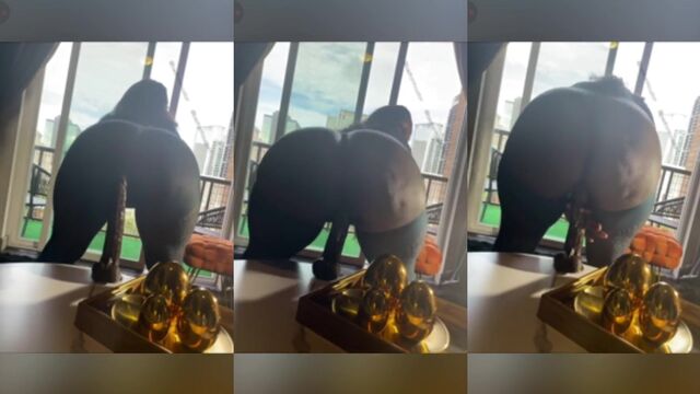 Ebony goddess bounces her phat ass on a big dildo, showcasing her sensual skills