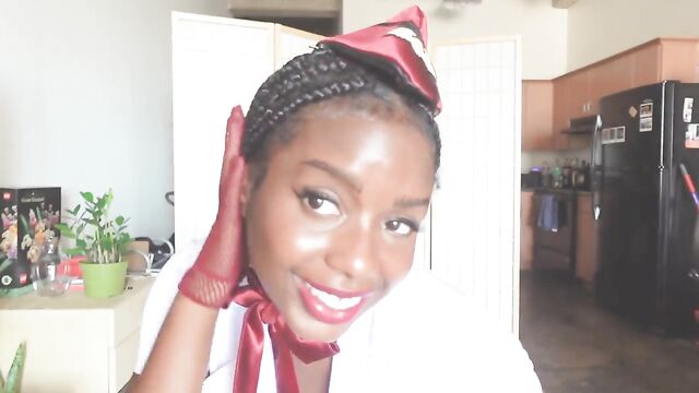 Red hot ebony lingerie try on haul with perky brown tits