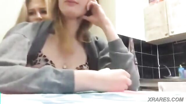 Girls are flashing their boobs while the guy is groping them