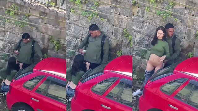 A young woman was caught and flagrantly fucked on the street