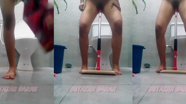 Cikgu hijab lesbo masturbates her pussy with a toy in front of the camera