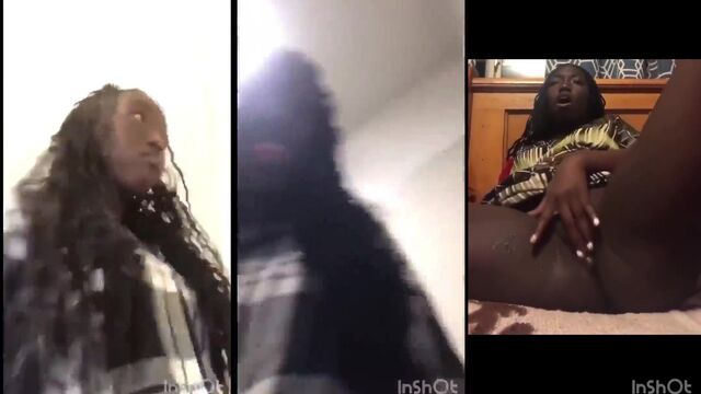 Ebony schoolgirl fingers herself in the bathroom and cums alone