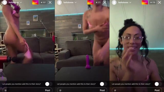 A sexy girl is dancing naked for her friends on Insta
