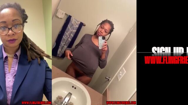 Hot ebony MILF shows off her huge saggy boobs with big areolas