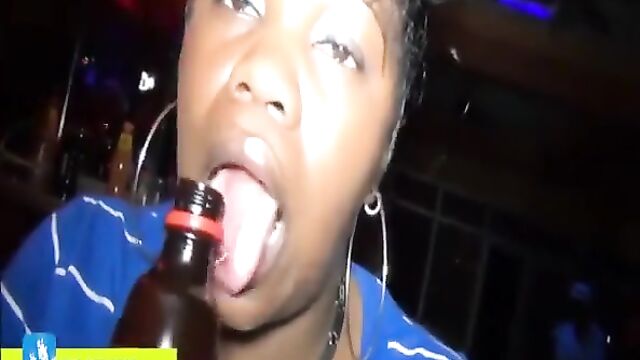 Black woman shows her ass out dancing and removes her underwear on camera