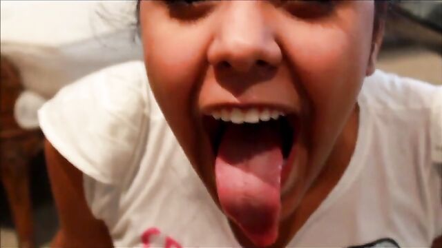 The hungry giantess has found herself a snack - that's you