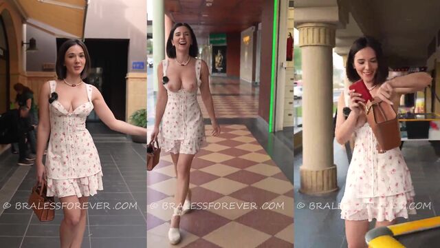 Eve Sweet gets naughty in public, showcasing her bold side with bralessforever flair
