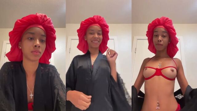 Hot mixed model shows off her big perky tits during a live TikTok stream