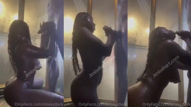 Ebony guy gets his dick covered in spit and cum in a messy blowjob