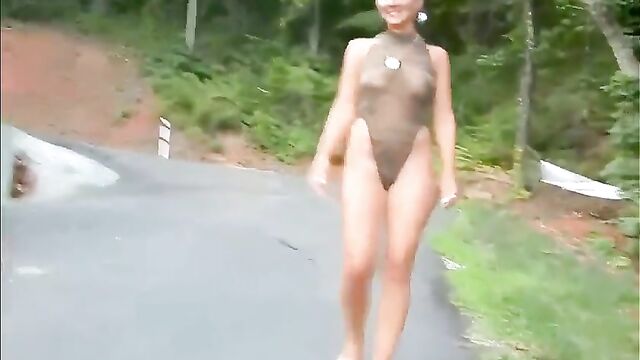 Naturals with big tits have a good time in the shower