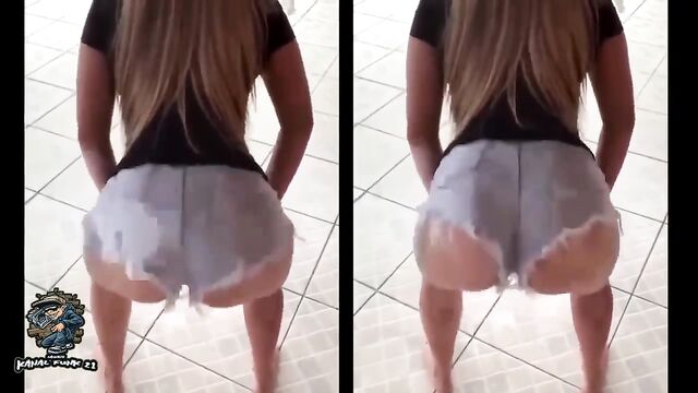 A sexy brunette shakes her ass to the rhythm of funk music on YouTube