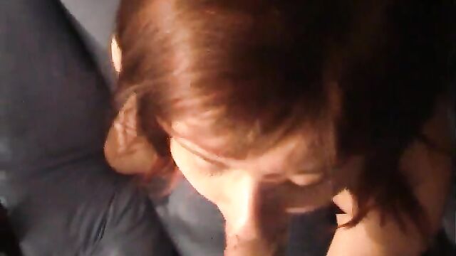 A stunning woman serves as a cum drink for her lovers in this hot scene