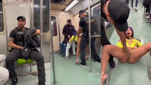 Bunda gostosa esguichando água em gringos no metro