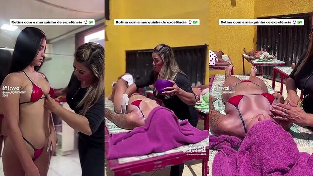 Fat Brazilian girl shows her ass in the middle of the street