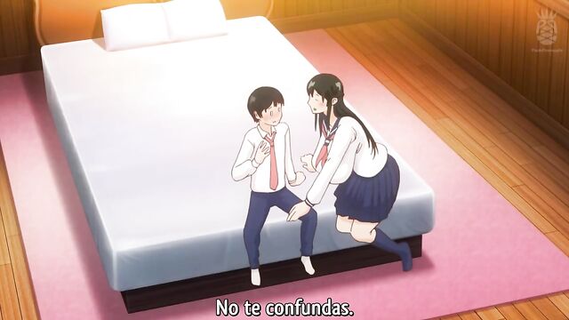 A young woman experiences her first time with a guy in this intimate anime scene
