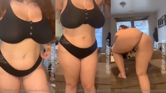 Thick BBW girl plays with her huge tits and chubby belly