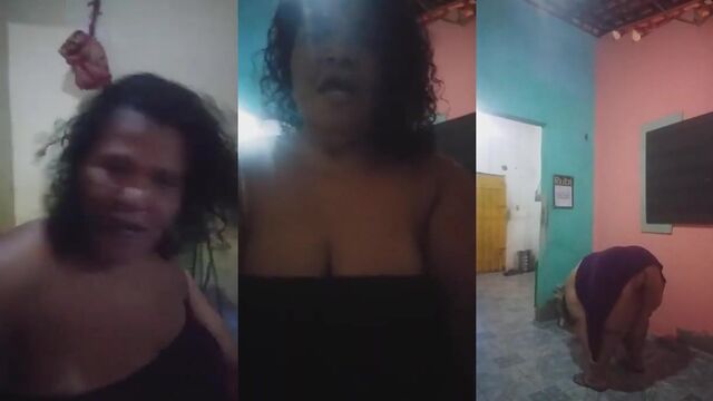 Fat granny shows off her giant ass and pussy in the bathroom