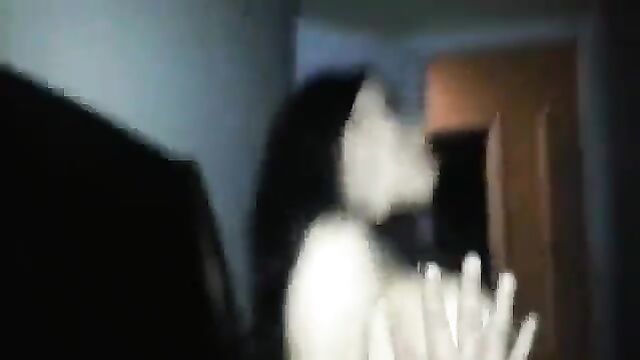 Skinny anorexic girl with fake tits fucked by two guys in an intense FMM threesome