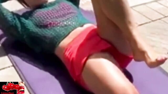 Ginger Zee does yoga in a white dress for her workout