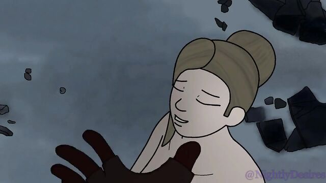 Two girls are having fun with a guy in an animated scene