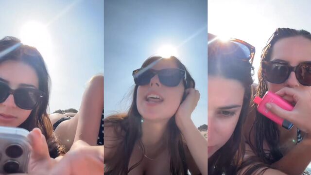 Bikini-clad friends enjoy each other's company in a steamy tetona scene