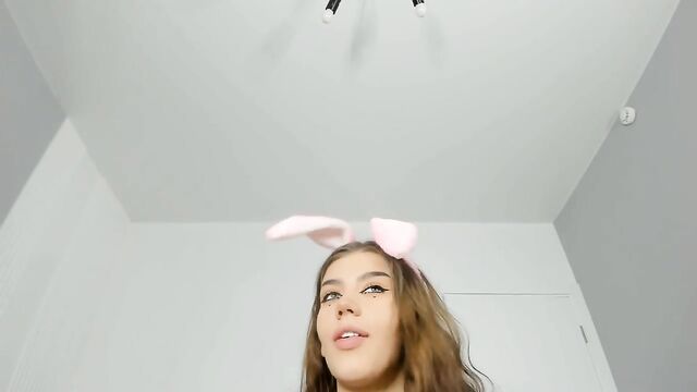 Sucking dildo and fucking pussy and squirt action