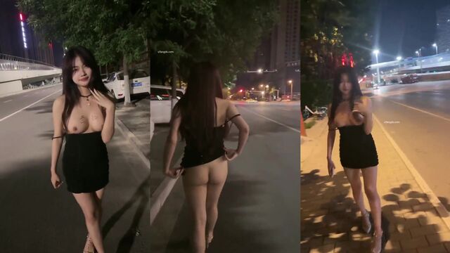 A Chinese girl went topless outdoors and was filmed by her boyfriend