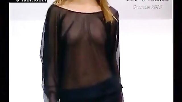 Nip slip happens when a model's soft outfit rubs against her tits