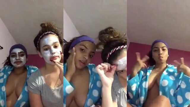A morena woman shows her breasts while having sex live on camera