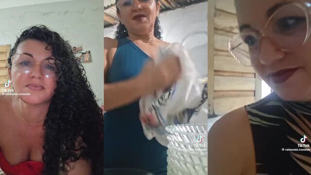 Rabuda Raimunda shows her holes while dancing with shorts on